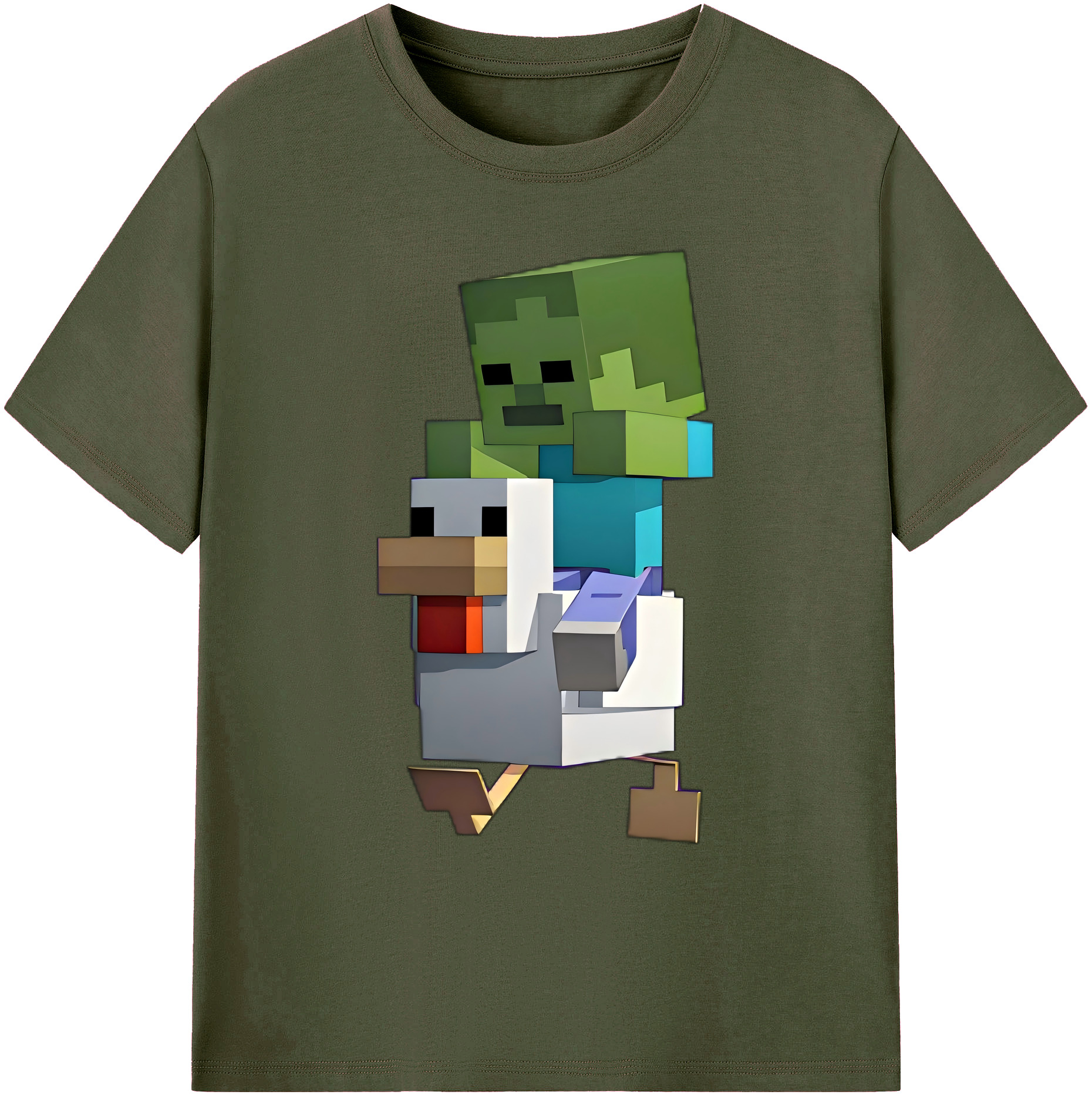 （画像用） マインクラフト ブロックの世界 Minecraft MC Block world 綿100％ メンズ半袖Tシャツ｜肌触りやわらか＆通気性